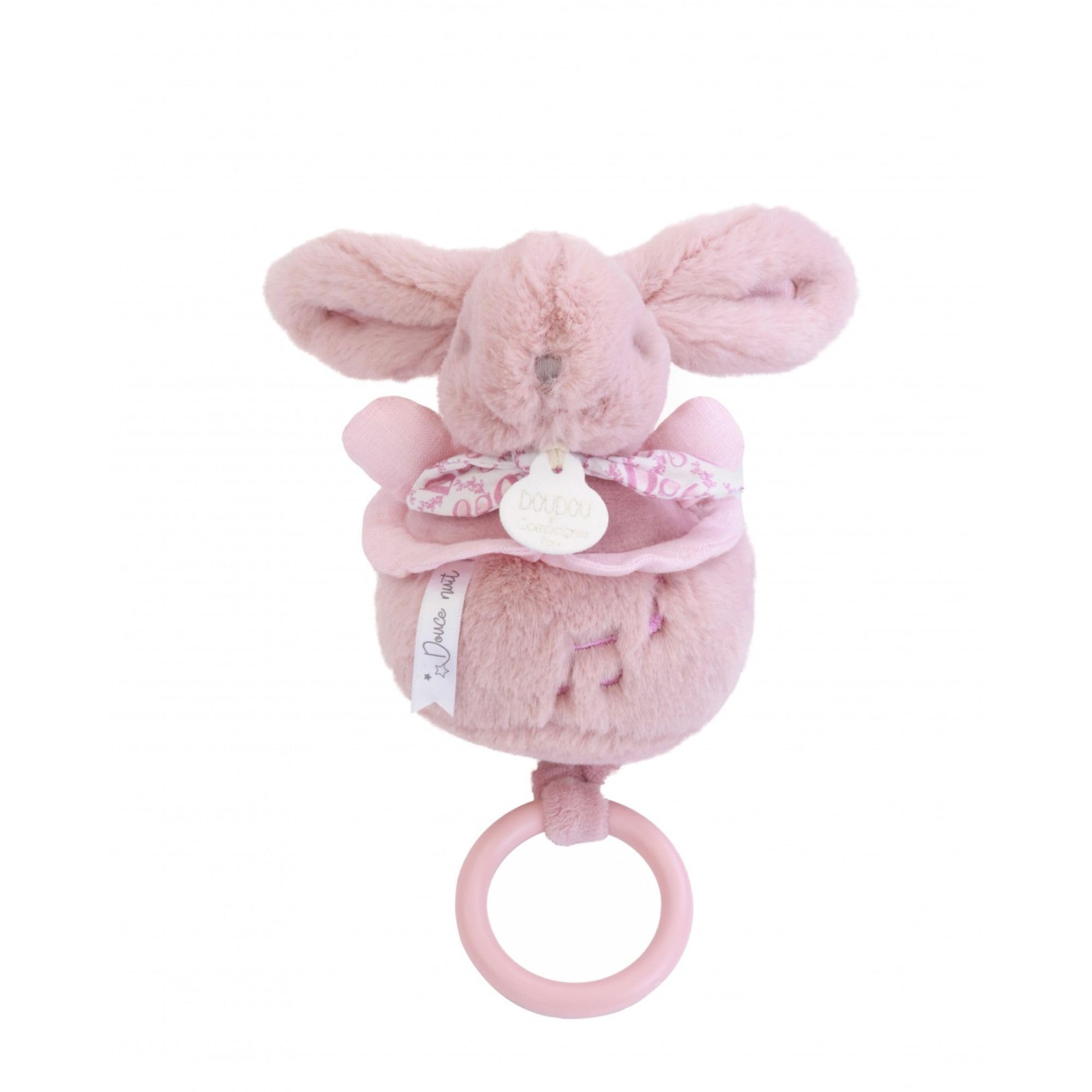 Doudou et Compagnie - Boîte à Musique Lapin Doudou Rose - Peluche - DC4366