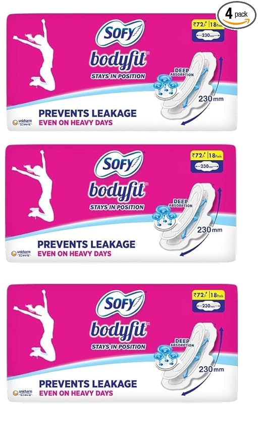 Sofy Antibacterial Extra Long Sanitary Napkins Ultra Soft And Rash Free -18 Pads (Pack of 3)