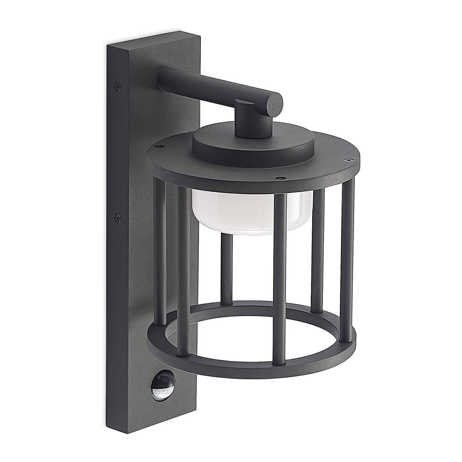 Lucande Dark Grey (Ral 840-M) Outdoor Wall Light Berenike Dimmable With Motion Detector (Modern) In Silver Made Of Aluminium (1 Light Source, Gx53) From Wall Lamp For Exterior/Interior Walls House Terrace Und Balcony