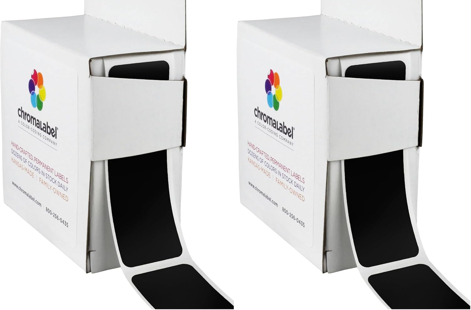 ChromaLabel 1 x 3 Inch All Purpose Permanent Color Code Rectangle Labels, 250 Labels per Dispenser Box, Black (Pack of 2)