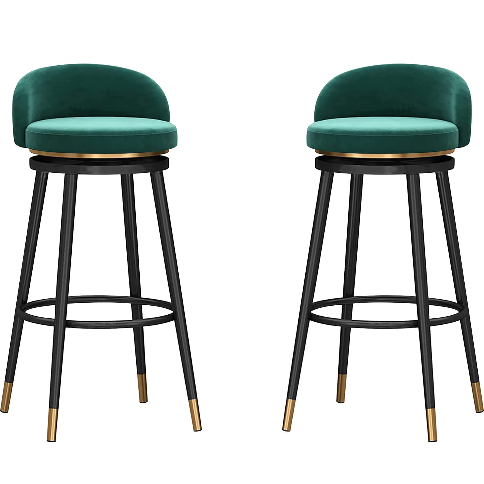 Chaises de bar pivotantes en velours lot de 2 tabourets hauteur 65cm