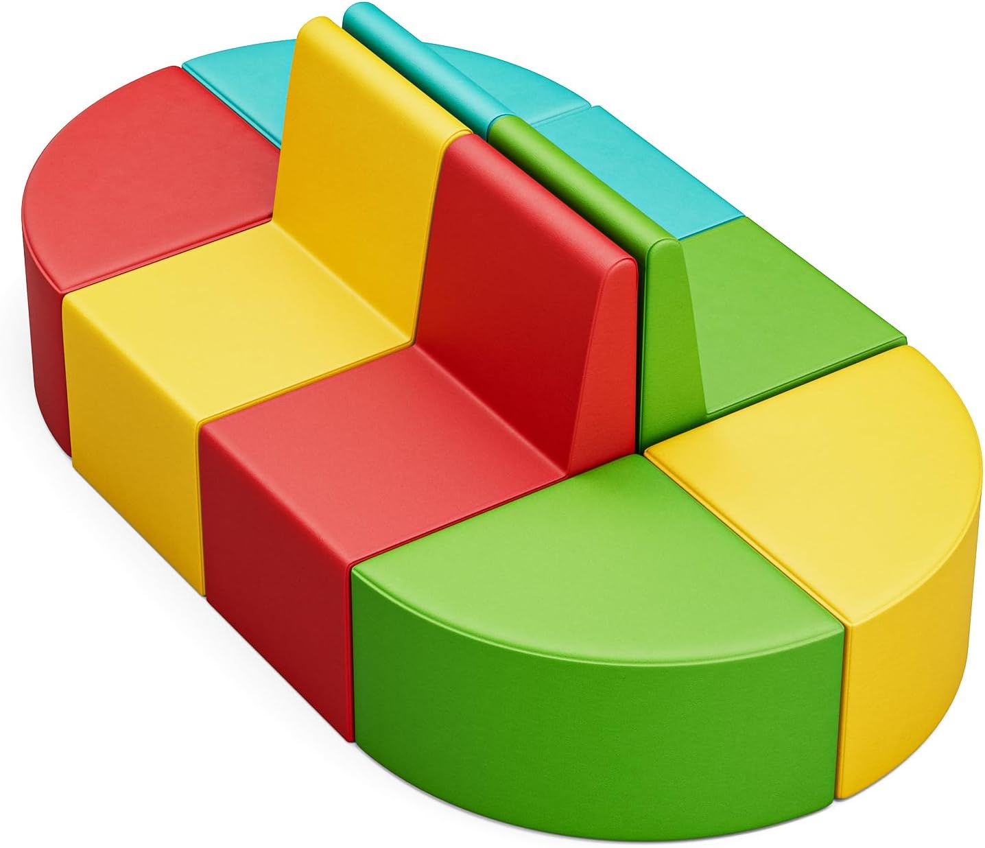 UMOMO MX-03 8 PCS Kids Sofa Set, Daycares Chairs for Toddlers Activities, Colorful Modular Flexible Seating Set for Home Preschool Playroom