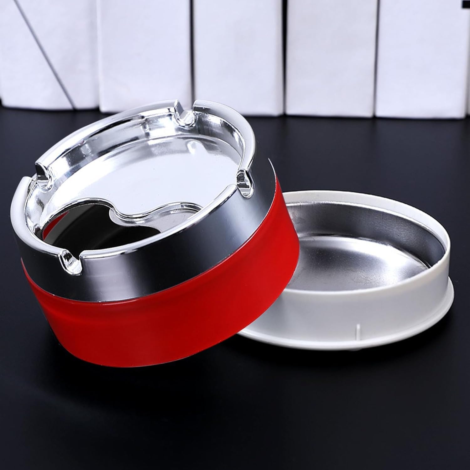 AFFODYL - Round Cigarette Ashtray with Spinning Tray Plastic Multifunctional Portable Cigarette Ashtray with Lids Windproof Desktop Smoking Ash Tray for Home Office Car Décor(Pack of 1)-image-47