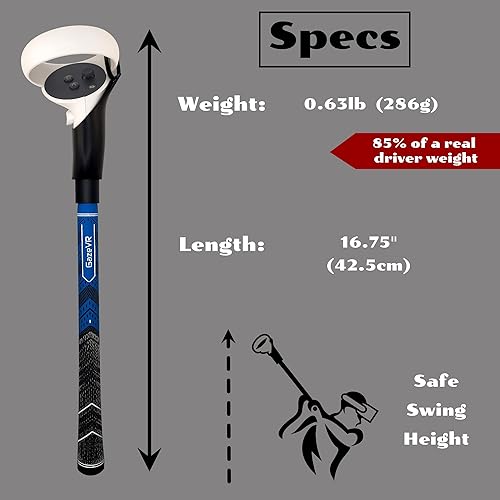 Miniatura 6 de GazeVR VR Golf Club Handle Attachment for Oculus Quest 2 Pro Grip Right & Left Controllers