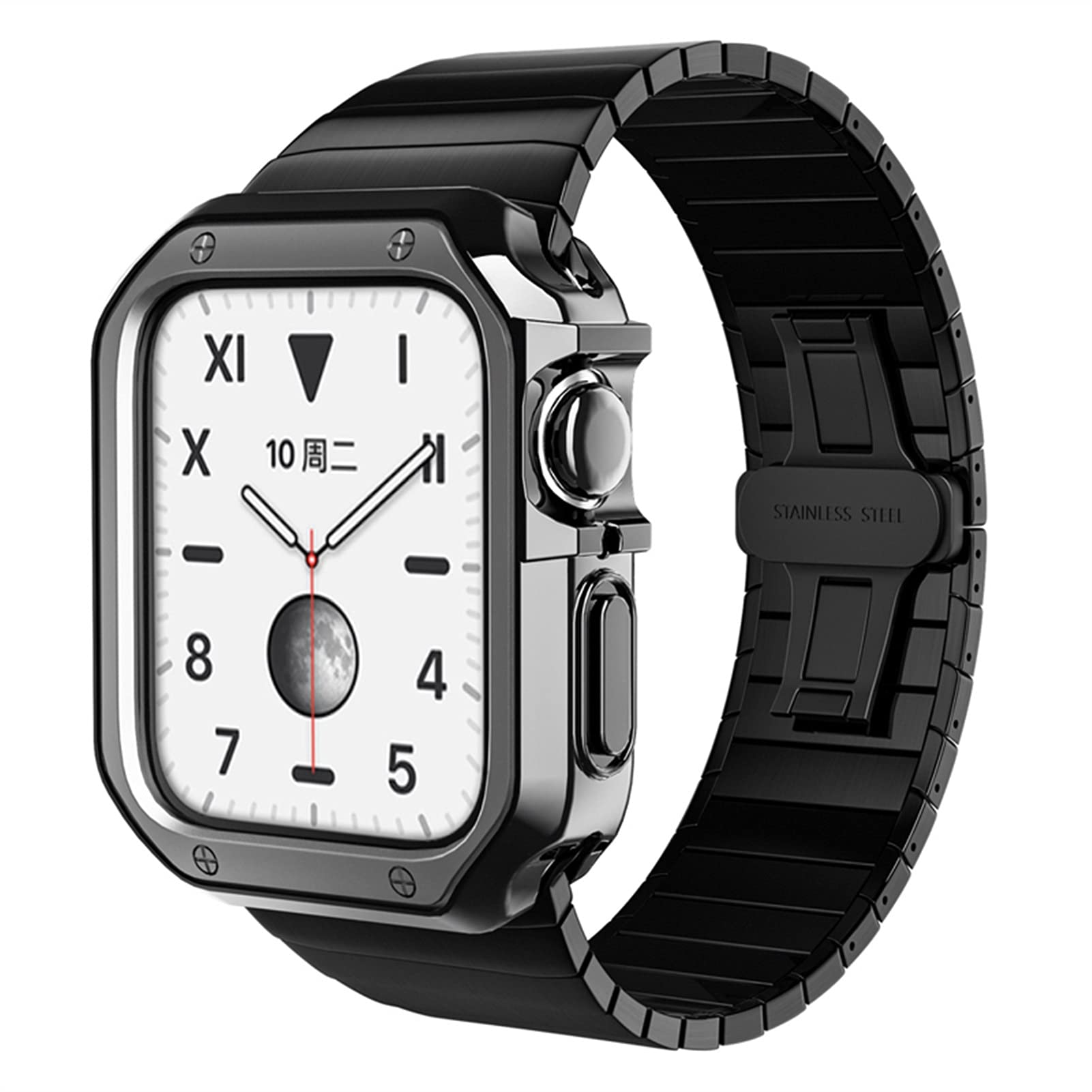 Bracelet acier inoxydable 44 mm contre les rayures avec boîtier de protection