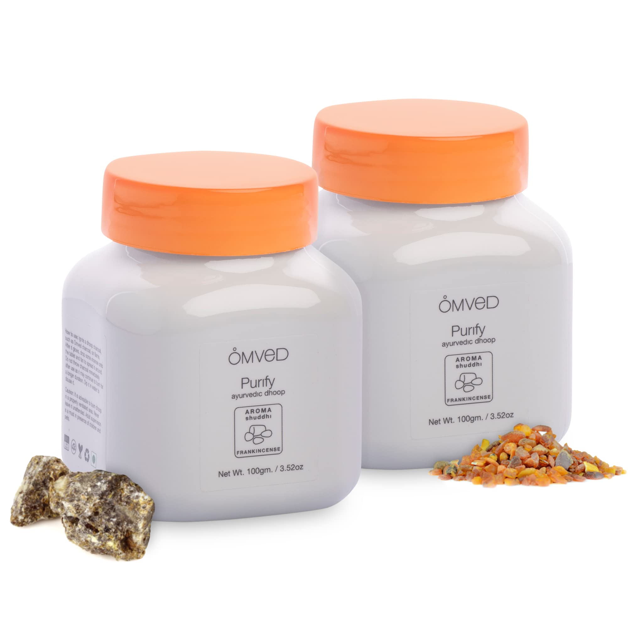 Omved PURIFY - SHUDDHI Ayurvedic Dhoop Incense with Frankincense - 100% Natural and Non-Toxic - Pack of 2 (100g)