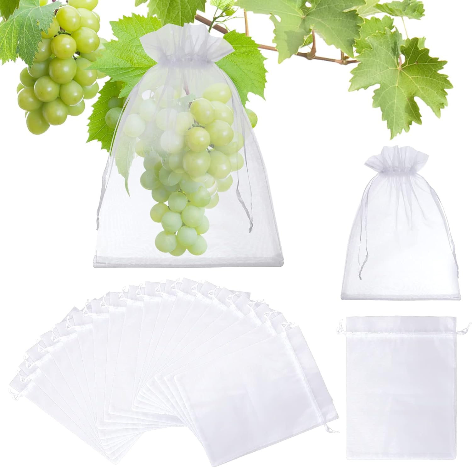 40Pcs Fruit Protection Bags 8x12 inch, White Fruit Net Bags