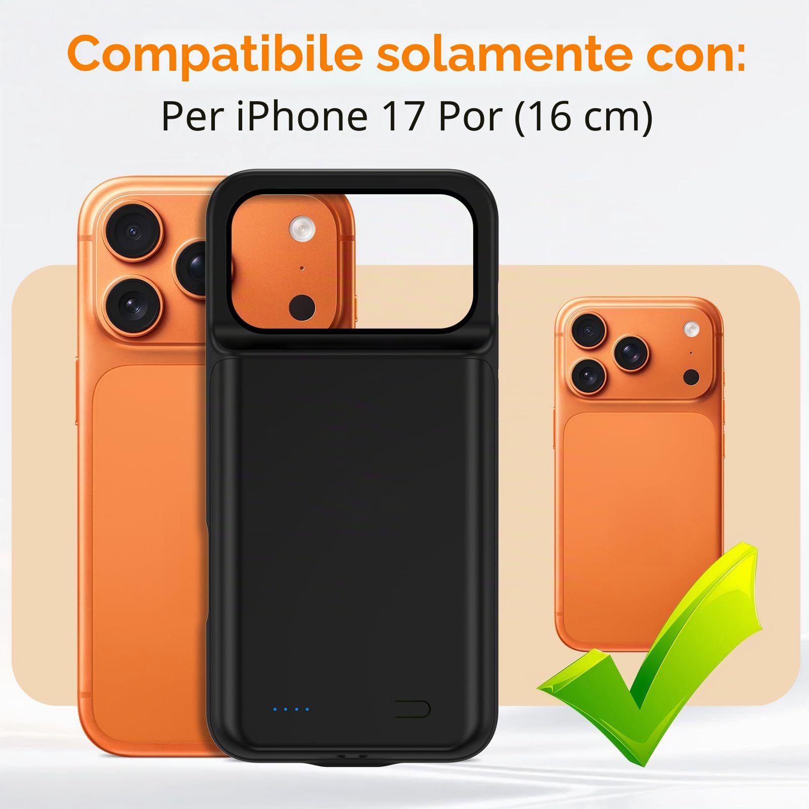 Custodia con batteria per iPhone 17 Pro (6,3 pollici), 8500 mAh, caricabatterie portatile per iPhone 17 Pro, custodia ultra sottile con batteria estesa e custodia protettiva con funzione di