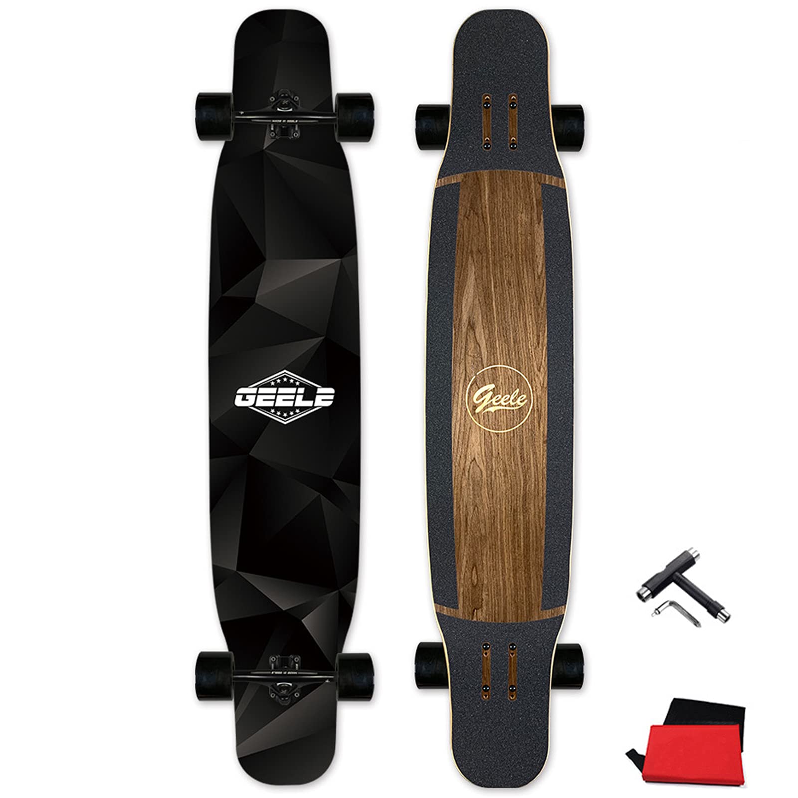 VOMI Longboard Skateboards Drop-Through Dancing Completo Pro monopatín 117.5×24.5cm, Rodamiento ABEC-11, Deck de Arce Canadiense de 7 Capas, para Principiantes Adultos niñas Freeride Skate Cruiser,C