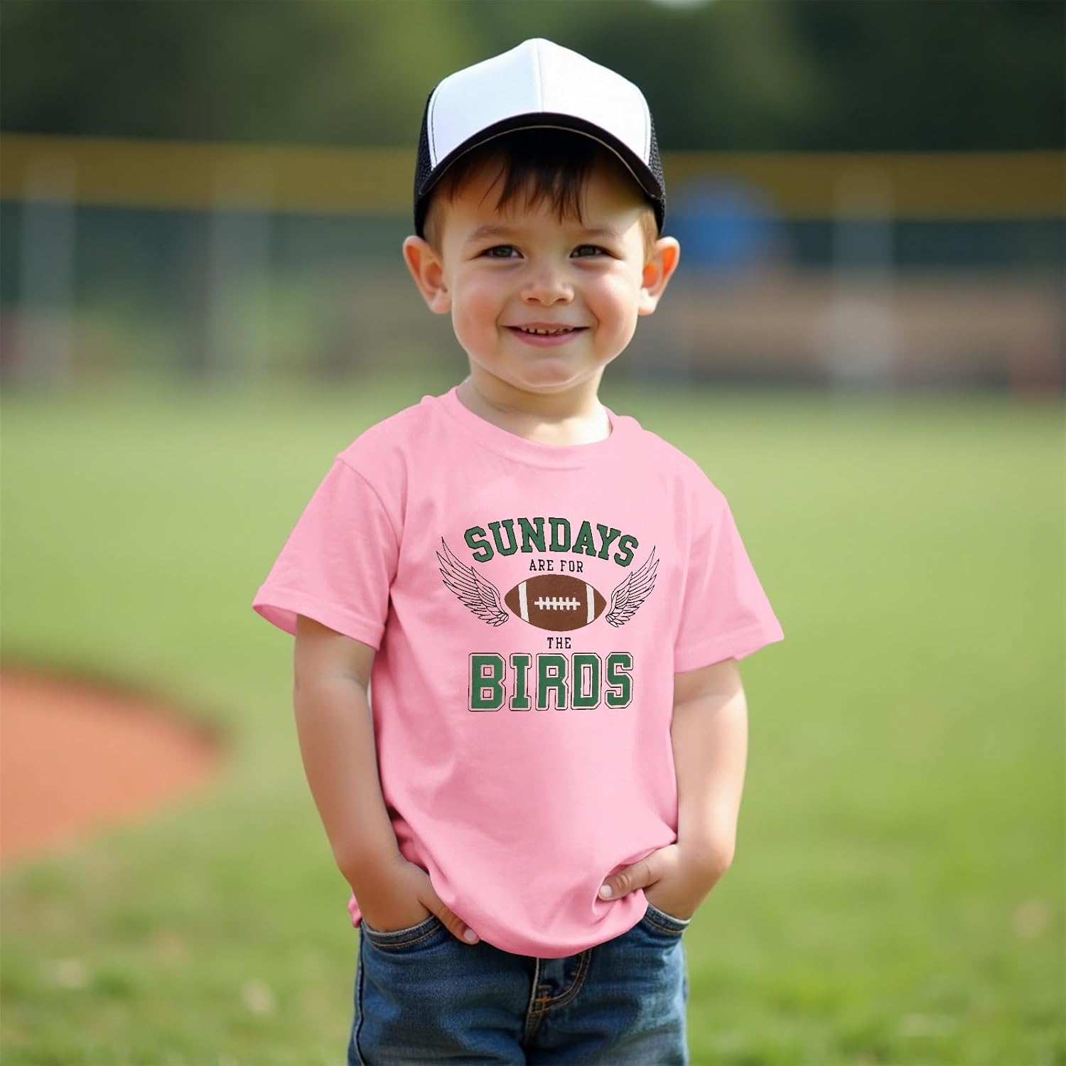 MODNTOGA Toddler Girl Boy Game Day Football Graphic Shirt Sundays for The Birds T-Shirt Kids Rugby Sports Fans Tee Tops - Image 3