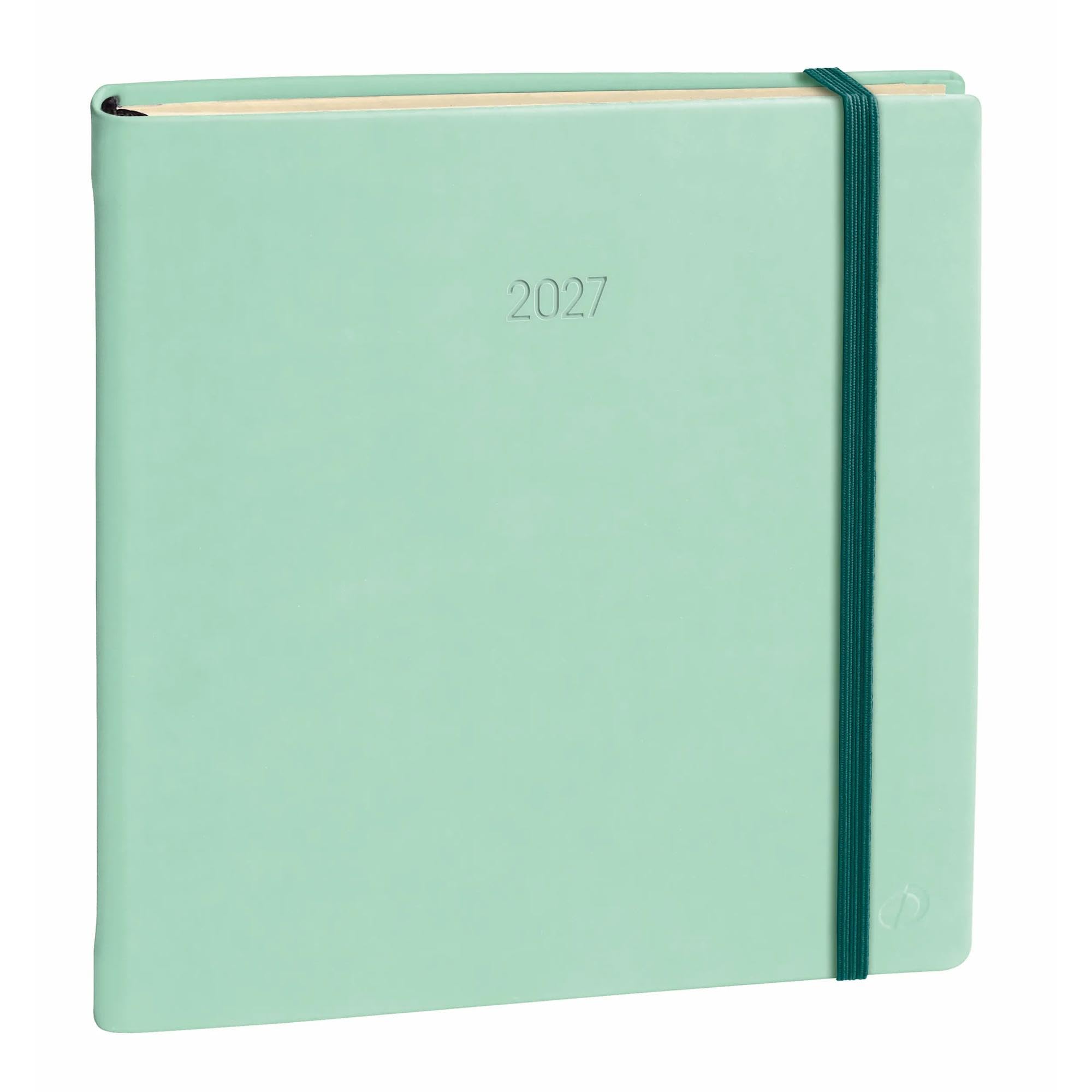 Quo Vadis - Collection: Silk – Executive Prestige Diary with Elastic – Civil Diary – Week to View – Size: 16 x 16 cm – Colour: Aqua Green – Year 2024