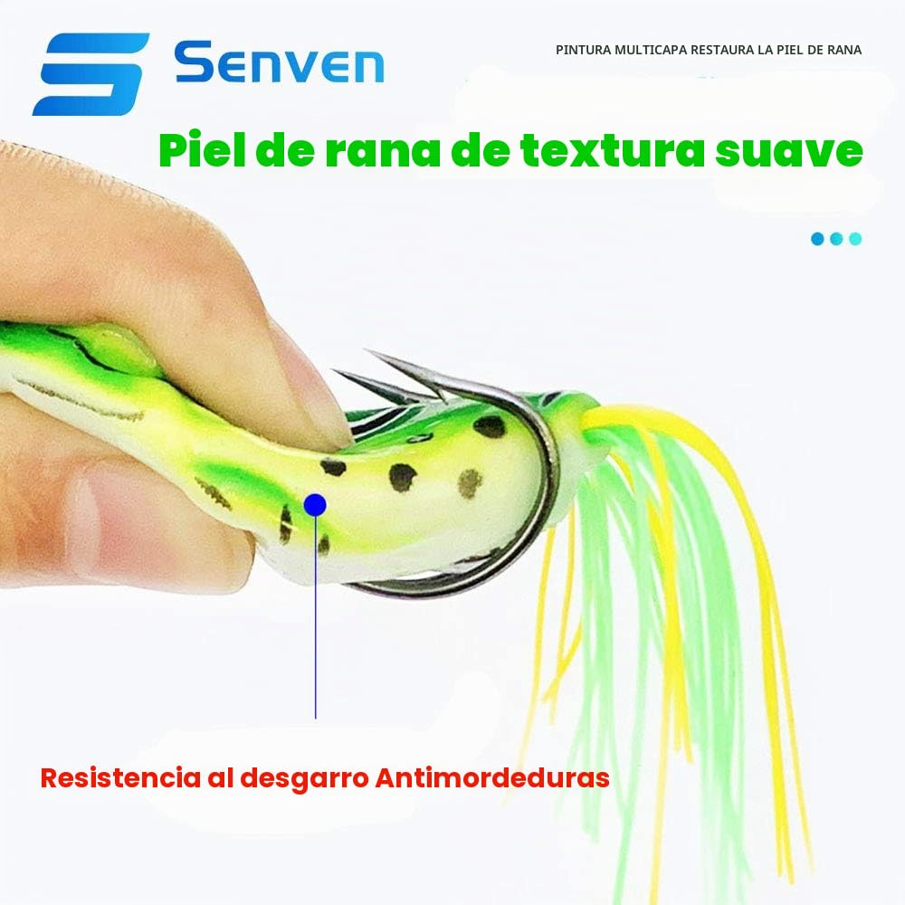 Cebo Rana Trueno de Manivela, Anzuelo de Ojo 3D, Pesca Suave - 5 Piezas