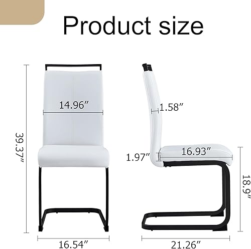 Miniatura 50 de Sillas de Comedor Modernas - Juego de 4 sillas para mesa de comedor, sillas de comedor blancas, patas cromadas plateadas para comedor, sillas de