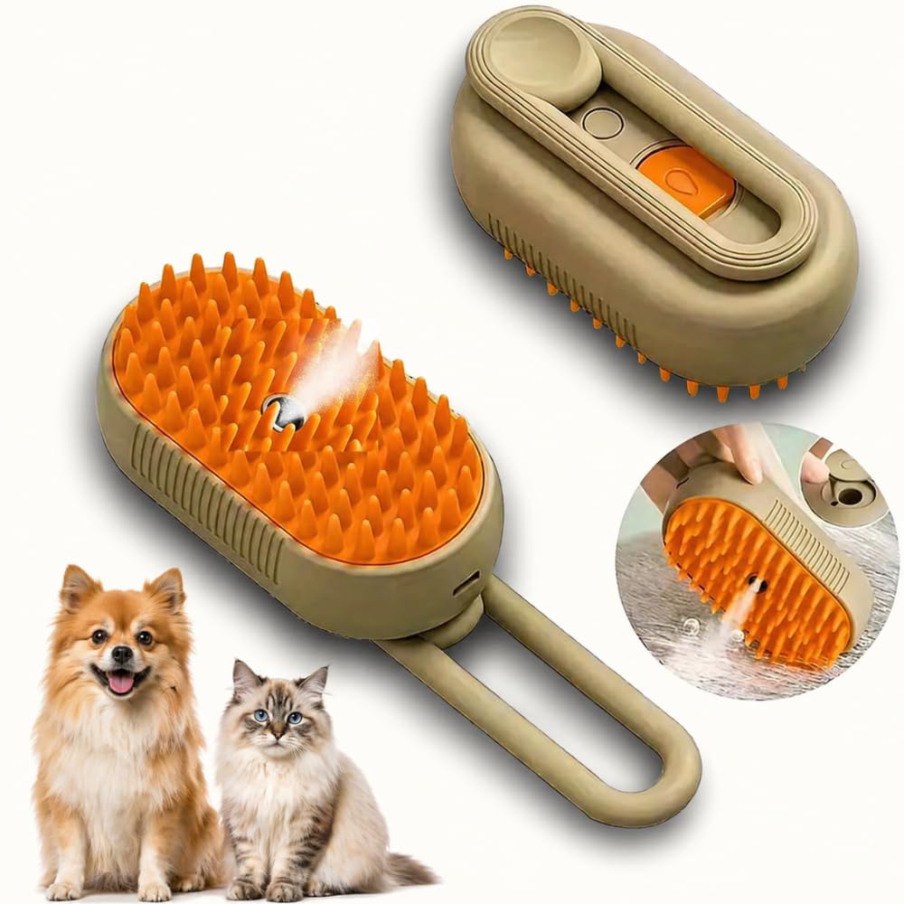 Escova Pet Elétrica 3 em 1 com Vapor Recarregável Cães e Gatos Premium