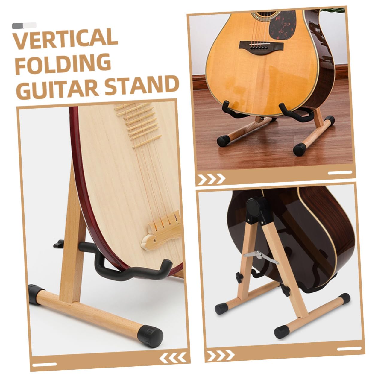 Faltbarer Gitarrenständer Braun für Gitarre und Ukulele