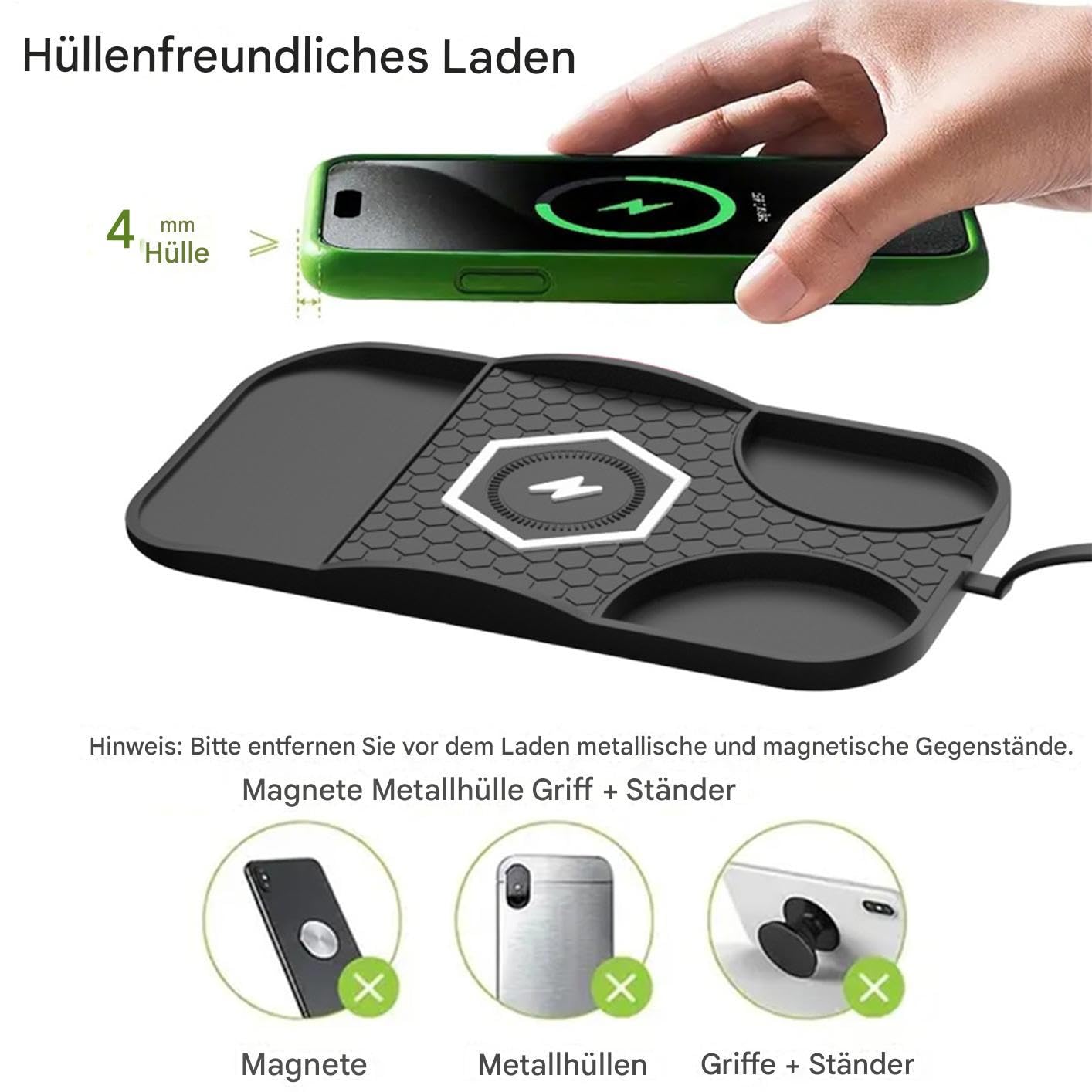 Caricatore Wireless Da Auto Base Cellulare In Silicone Antiscivolo