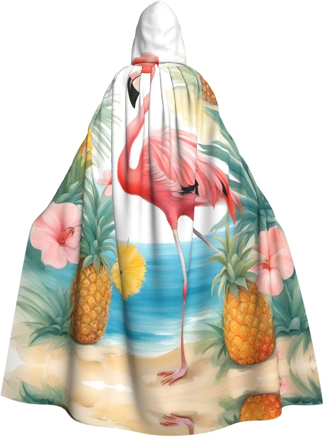 SSIMOO Flamingo and Pineapple Enchanting Adult Hooded Cape for Halloween and Party Costumes-Fashionable Women's Robes,Capes