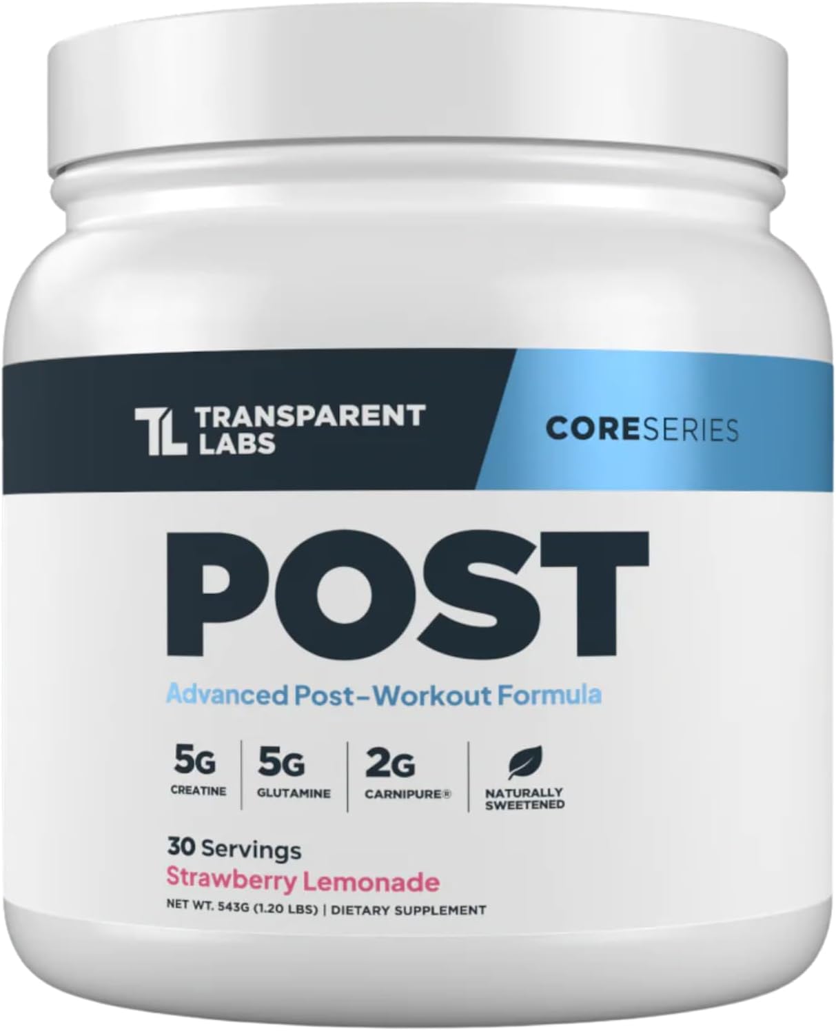 Transparent Labs Post - Post-Workout Recovery Muscle Builder with L-Glutamine, Beta-Alanine and BetaPure Betaine Anhydrous for Muscle Recovery and Muscle Building - 30 Servings, Strawberry Lemonade