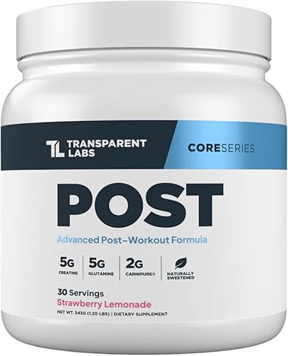 Transparent Labs Post - Constructor Muscular de Recuperación Post-Entrenamiento con L-Glutamina, Beta-Alanina y Betaína Anhidra BetaPure para