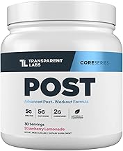 Transparent Labs Post - Post-Workout Recovery Muscle Builder with L-Glutamine, Beta-Alanine and BetaPure Betaine Anhydrous for Muscle Recovery and Muscle Building - 30 Servings, Strawberry Lemonade