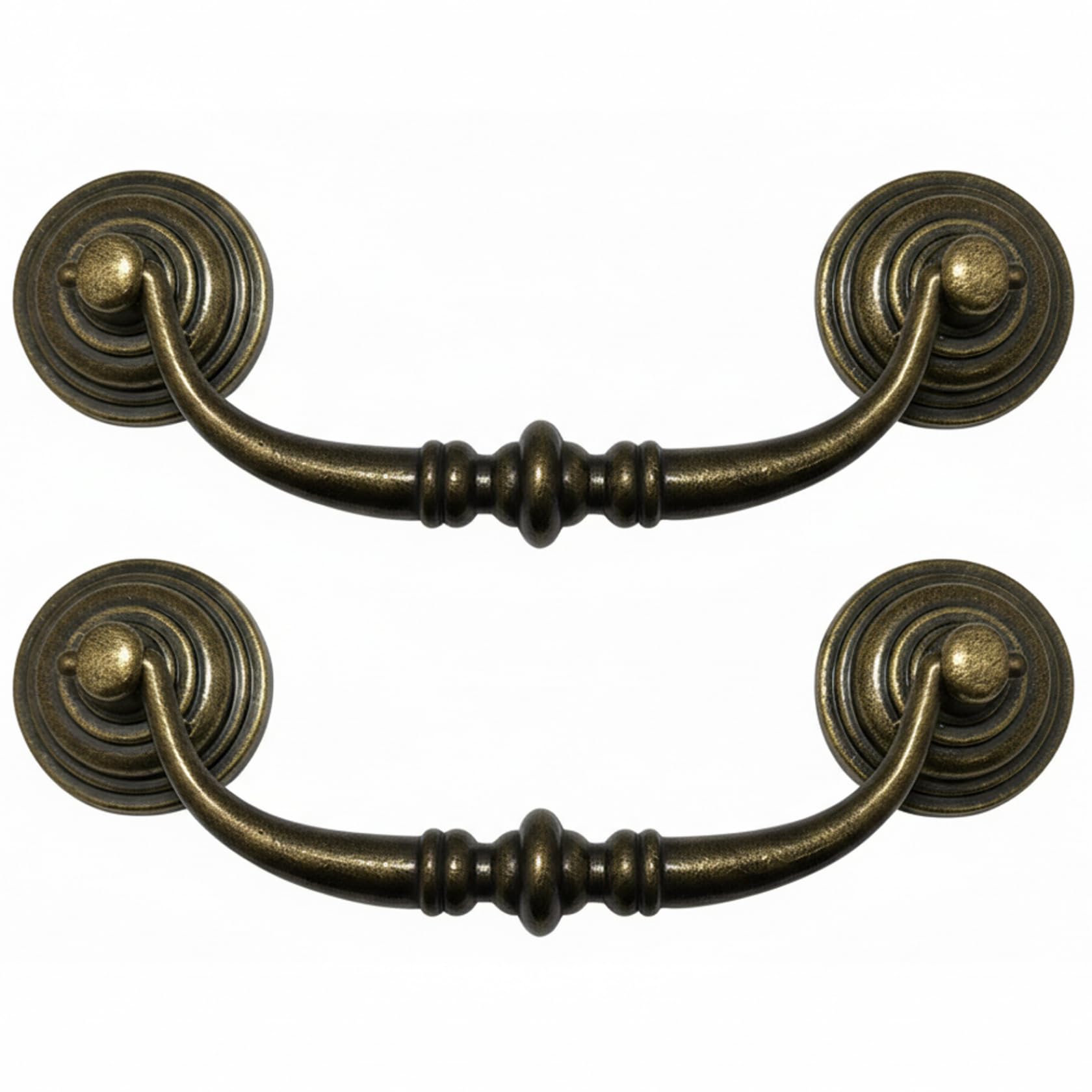 2PCS Antique Drawer Pulls, 4 Inch Cabinet Handle with Adjustable Hole Centers Vintage Zinc Alloy Pulls for Cabinet Door and Dresser Drawer, Bronze Handle Vintage Pull