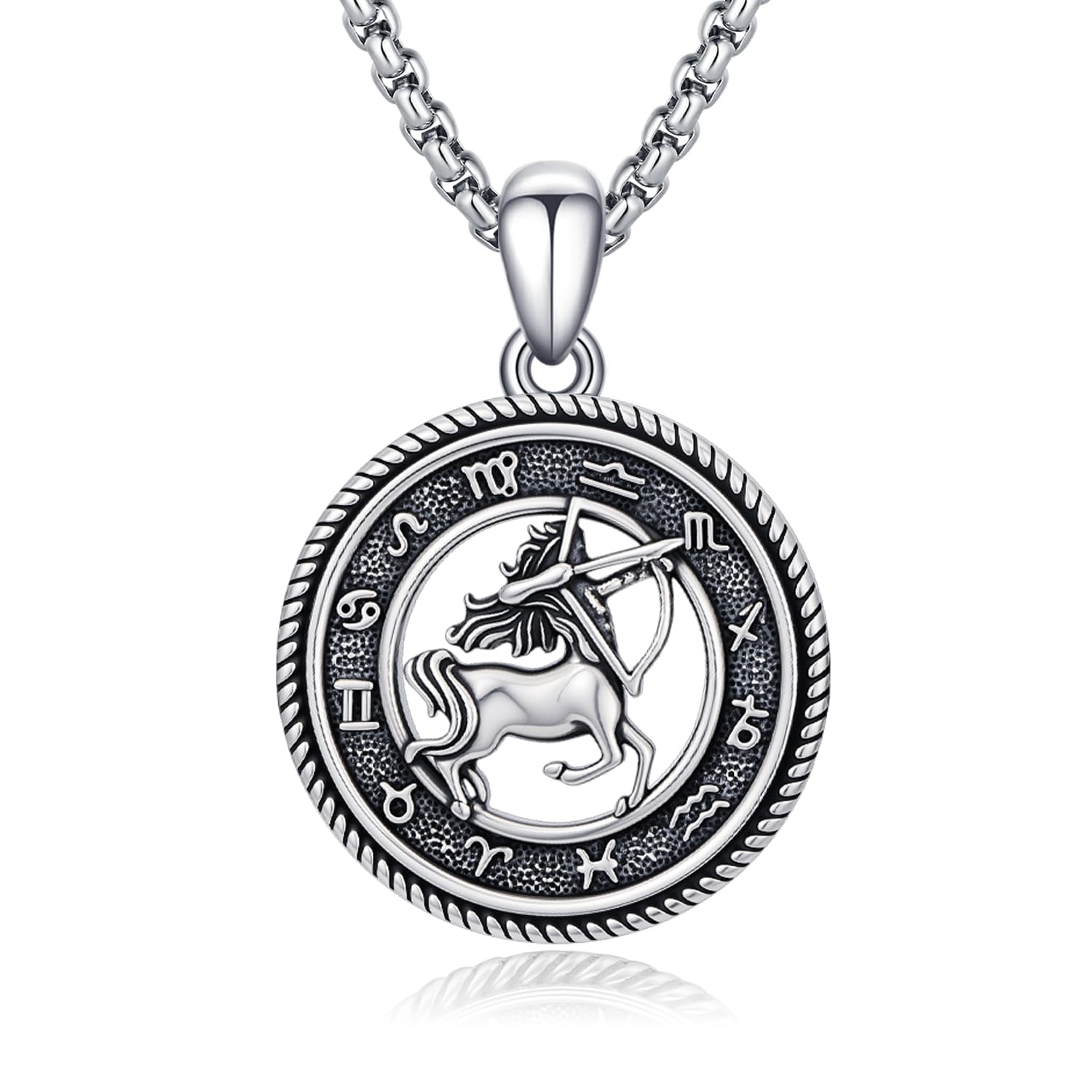 12 Sternzeichen Anhänger Halskette 925 Sterling Silber Oxidiert/Gold Anhänger Sternzeichen Kette Astrologie Schmuck Geburtstag Geschenke für Männer Frauen, mit Edelstahlkette
