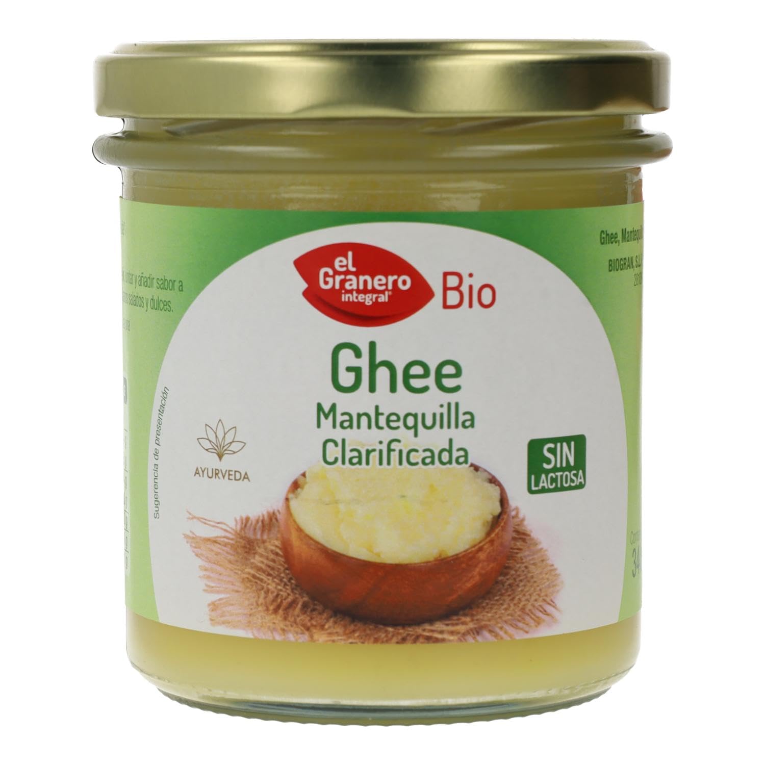 El Granero Integral Ghee Mantequilla Clarificada 340 ml Ecológica