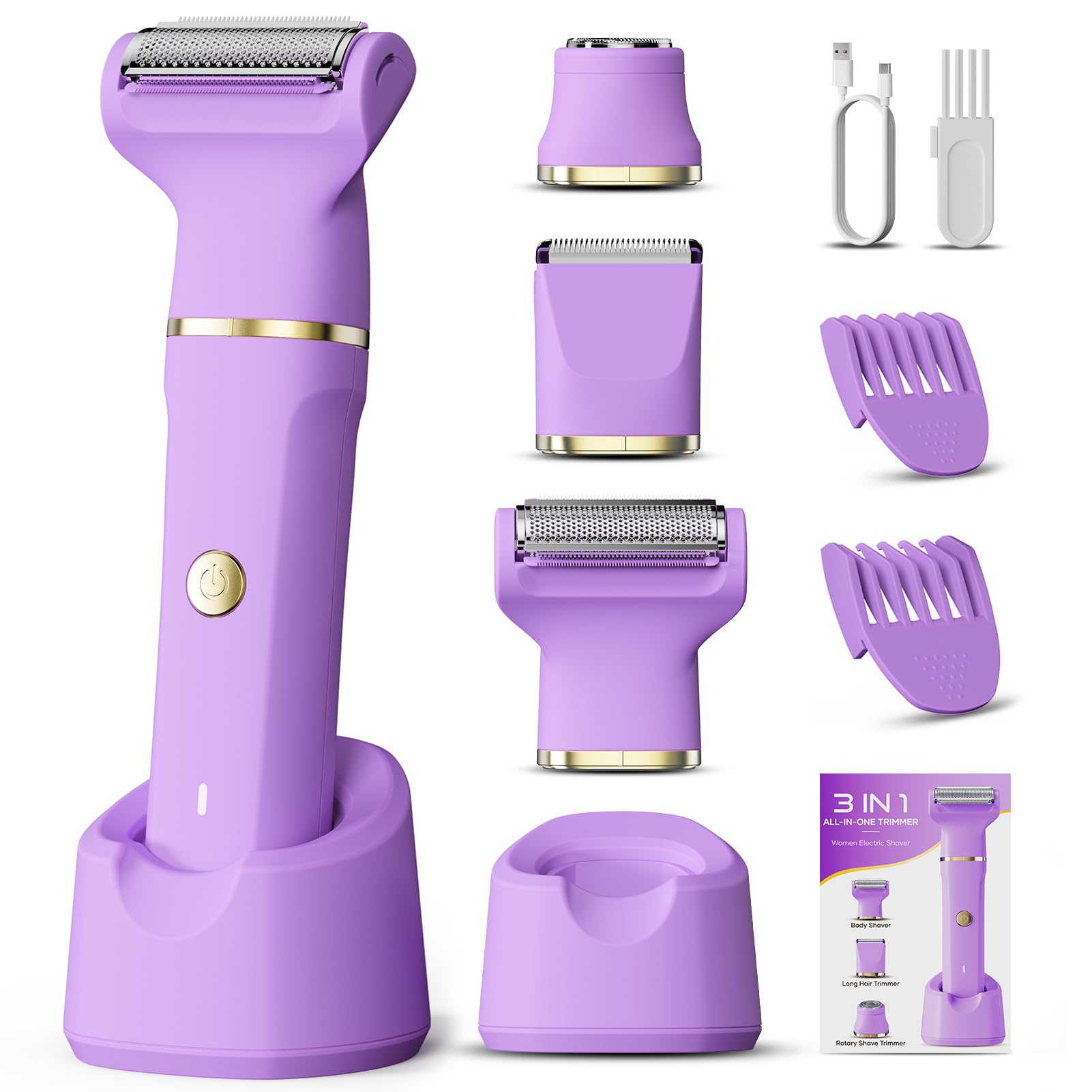 Beard Trimmer for Men, IPX7 Waterproof Body Hair Trimmer Electric Razor Shaver Body Grooming Kit Wet/Dry Use for Groin, Nose, Ear Hairs, Beard, Legs, Chest (Liac)