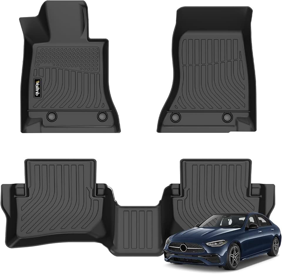 Wailtnb-Mats for Mercedes Benz C Class Sedan Only 2022-2026 C300/C43 AMG/C63 AMG S E 4-Door Floor Mat All Weather Floor Liner Car Mat for Benz C Class Custom Fit Automotive Full Set Accessories