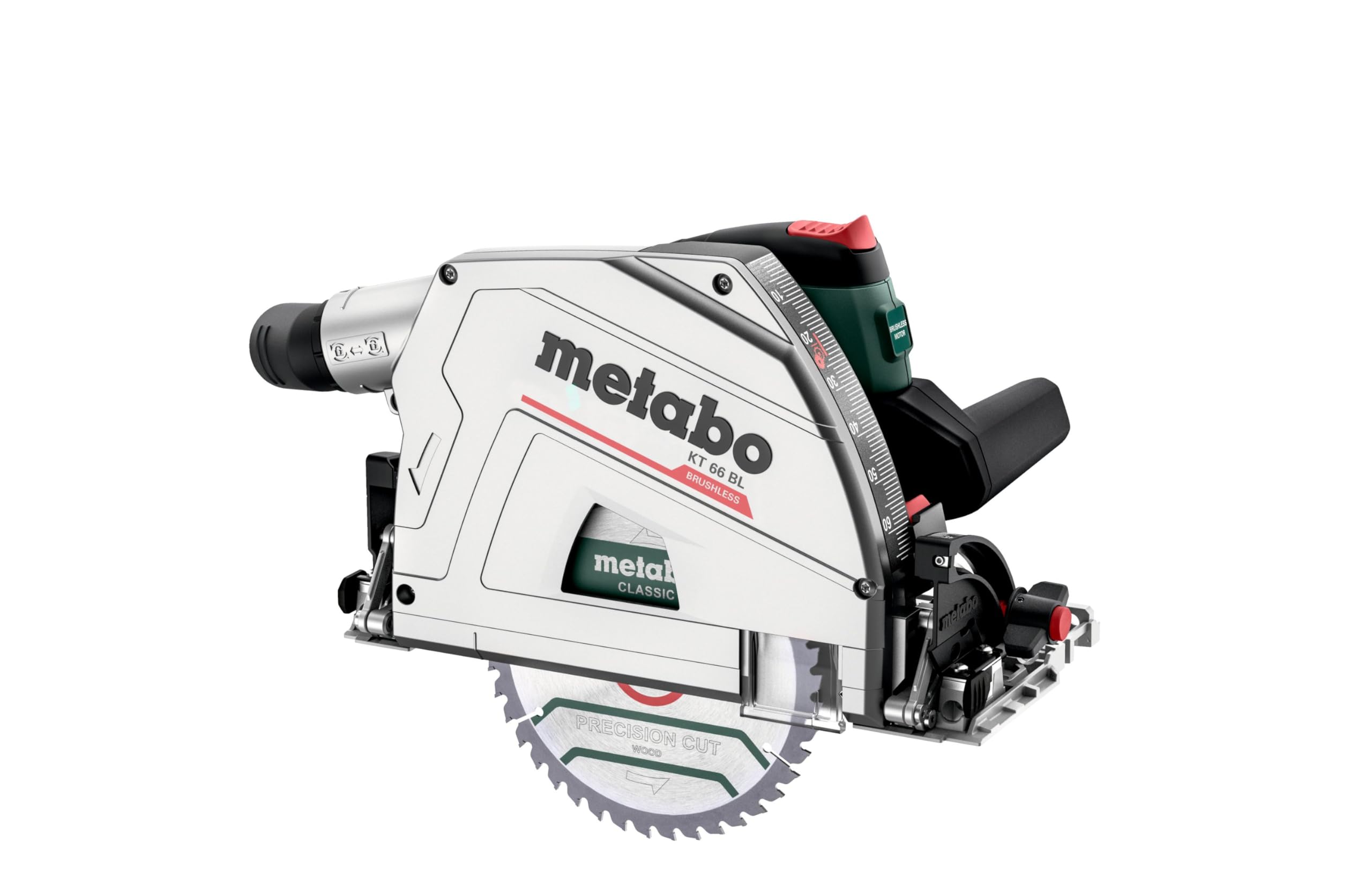 metabo Tauchkreissäge KT 66 BL, 1200W Brushless Motor, 66mm Schnitttiefe | Präzise Schnitte in Holz, variable Drehzahl, inklusive Sägeblatt, Staubfangbeutel und metaBOX 340, ohne Führungsschiene