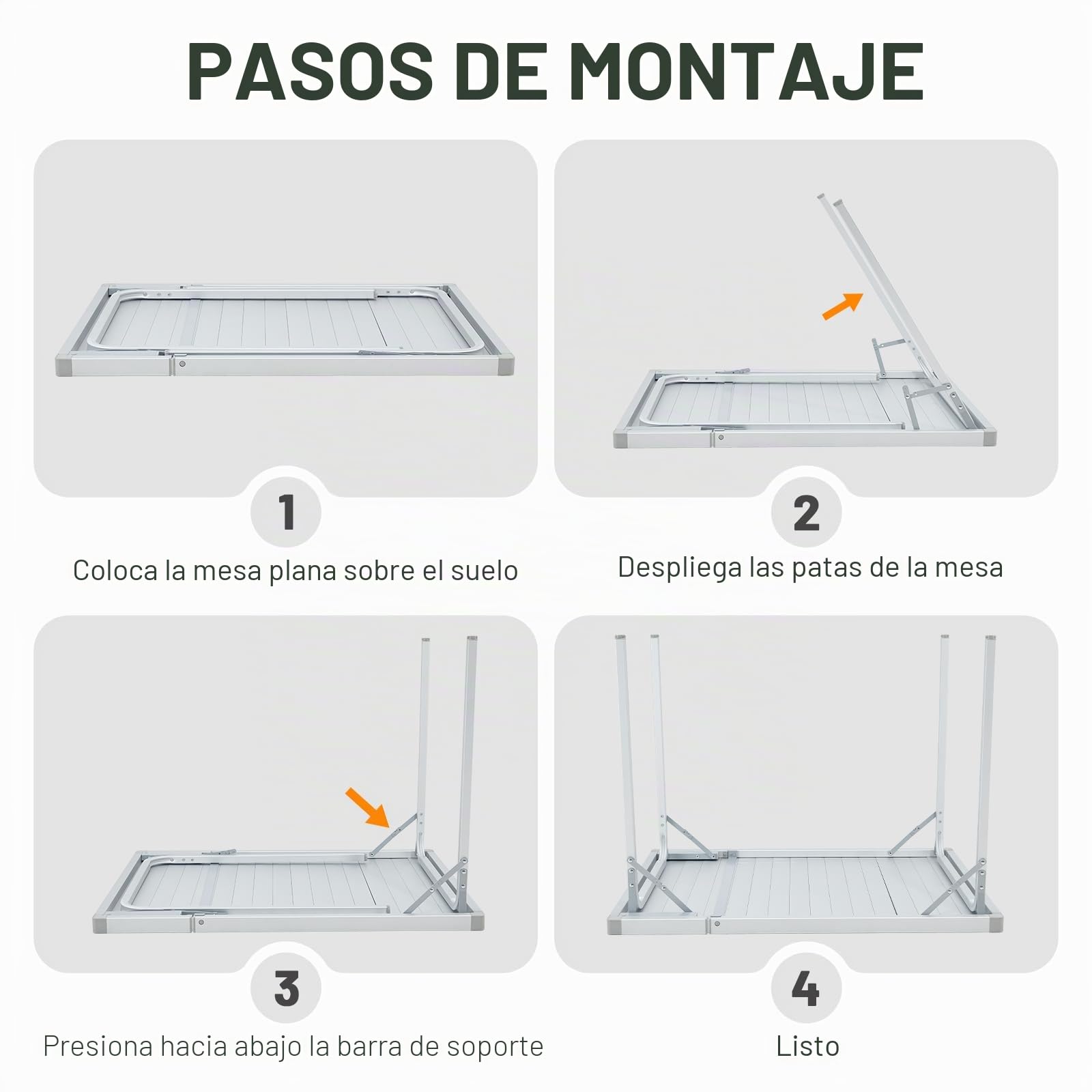 TIMBER RIDGE Mesa de camping plegable, altura ajustable, mesa plegable portátil para picnic, cocina, jardín, senderismo, viajes, 94 x 70 cm
