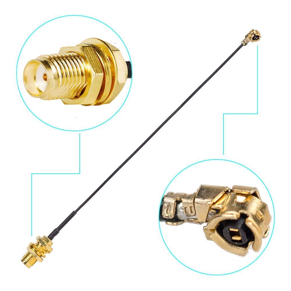 Carte Wifi Pcie Vecys 2PCS U.F.L1 Vers N Type Femelle Câble Coaxial Faible Perte 2" /5CM U.F.L1 1.13mm Mini-Coaxial Pigtail Cable Pour Routeurs Sans Fil Mini Cartes Réseau PCIE Répéteur WAN Wi-Fi