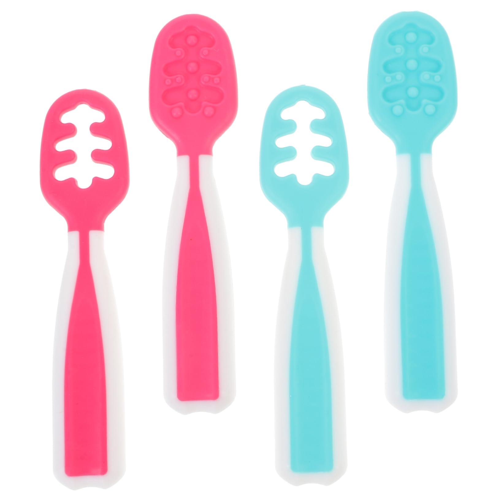 OUNONA 4pcs Cartoon Learning Spoon Ergonomic Training Utensils for Lightweight and Safe Feeding Spoons and Lake for Self Feeding and Development