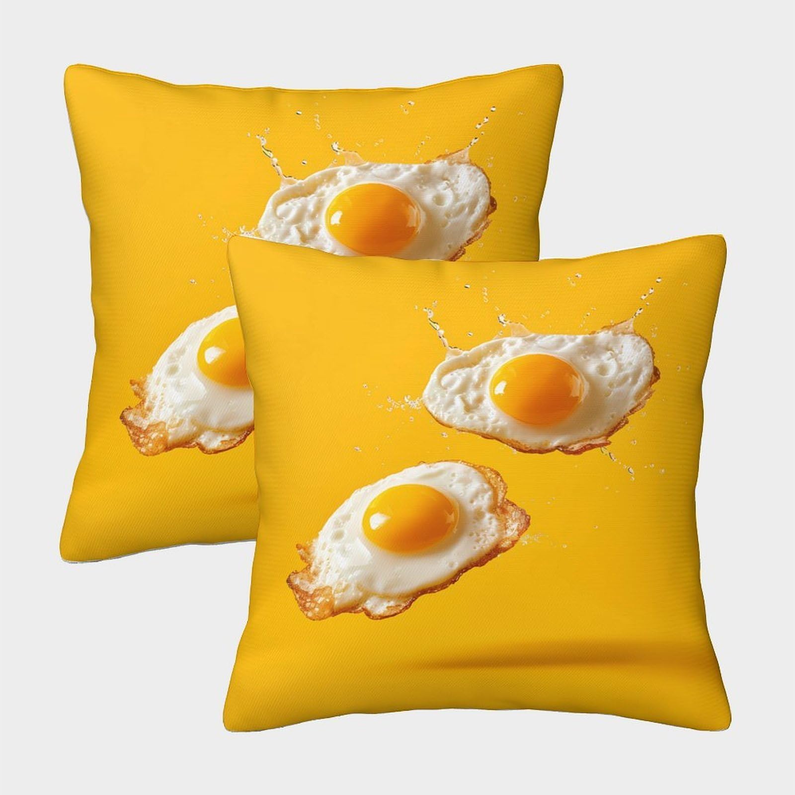QFVANSIYO Vibrant 3D Printed Fried Egg Pillowcase Microfiber Bedroom Bedding Fried Egg Pillow Cover Soft Breathable for Home Use 50x50cm