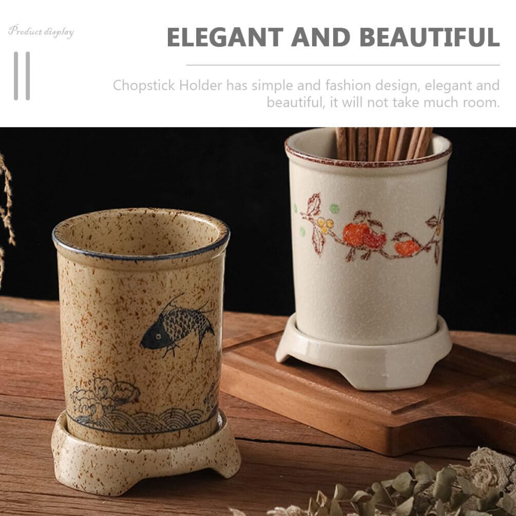 BESTonZON Porte-baguettes en Céramique Japonaise Porte-cuillères et Fourchettes Organisateur D'ustensiles la Cuisine