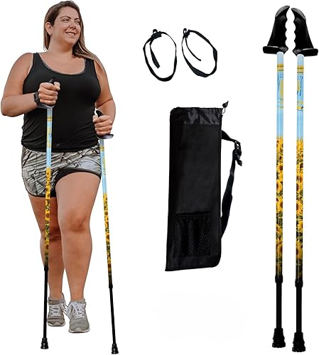 Miniatura 12 de York Nordic Bastones de senderismo motivadores grandes y altos para equilibrio y rehabilitación, 2 piezas, fuertes bloqueos de botón, patas de goma