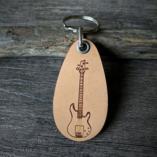 Bass Guitar - Genuine Leather Keychain - Music Keychains image 5
