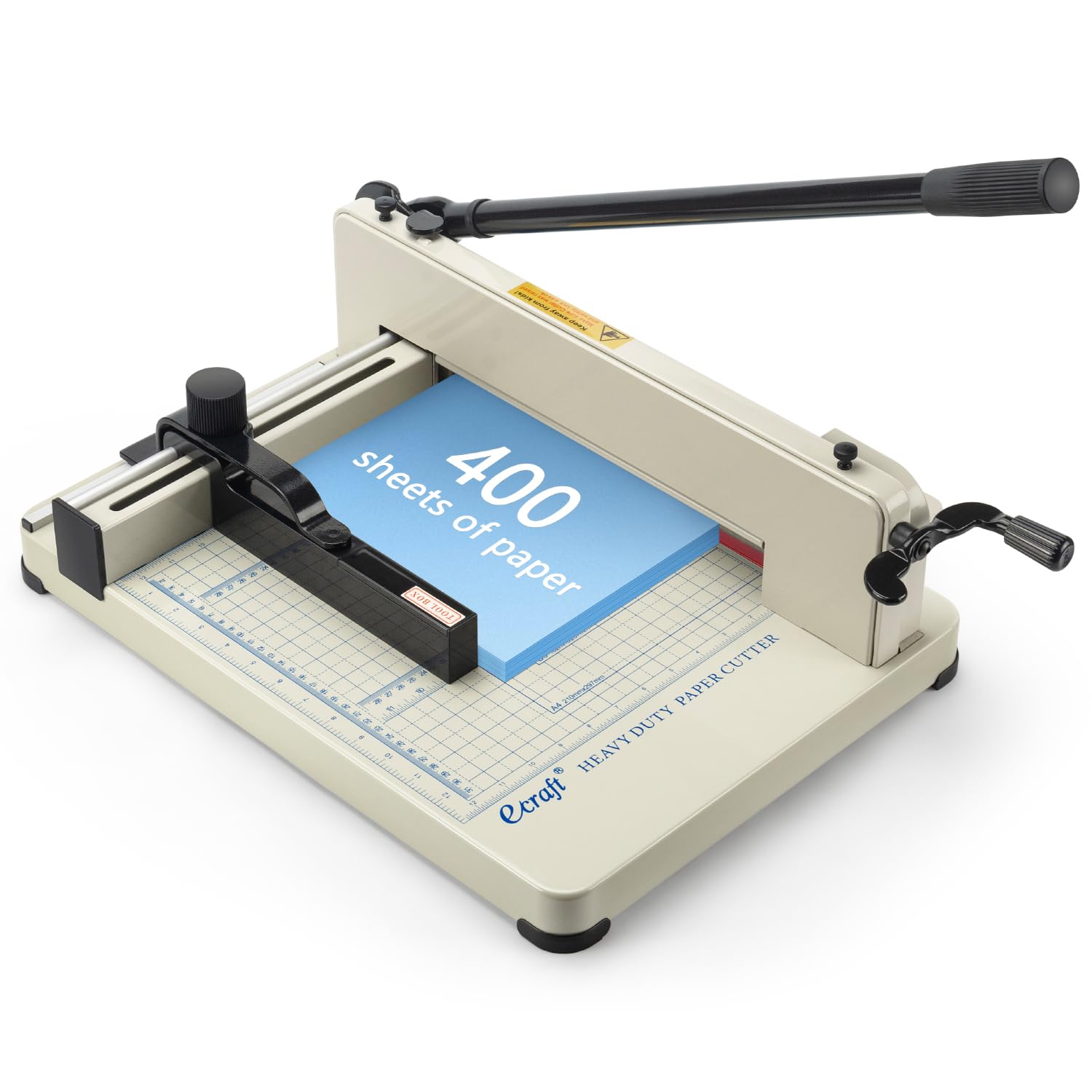 Ecraft Heavy Duty 12" Guillotine Paper Cutter - 400 Sheet Capacity,Solid Steel with HSS Blade,Industrial Commercial Trimmer for Office,School,Print