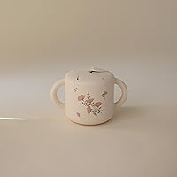 Vista 2 de mushie Silicone Snack Cup Spill Proof Food Container for Toddler and Baby (Pink Flowers)