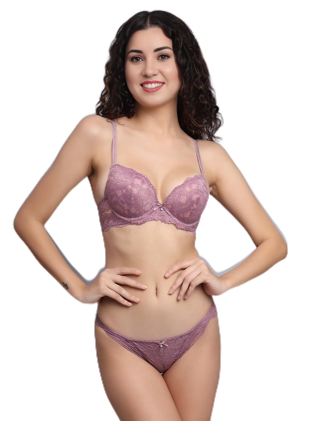 sgc sweden Designer Women's Padded Bra Panty Set Lace Push Up Non-Wired Solid Lingerie Set/Bikini Set for Women/Lingerie Set for Women & Girls-picture-0
