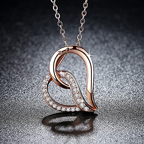Colliers ras du cou en zircon rose double cœur chic - 2