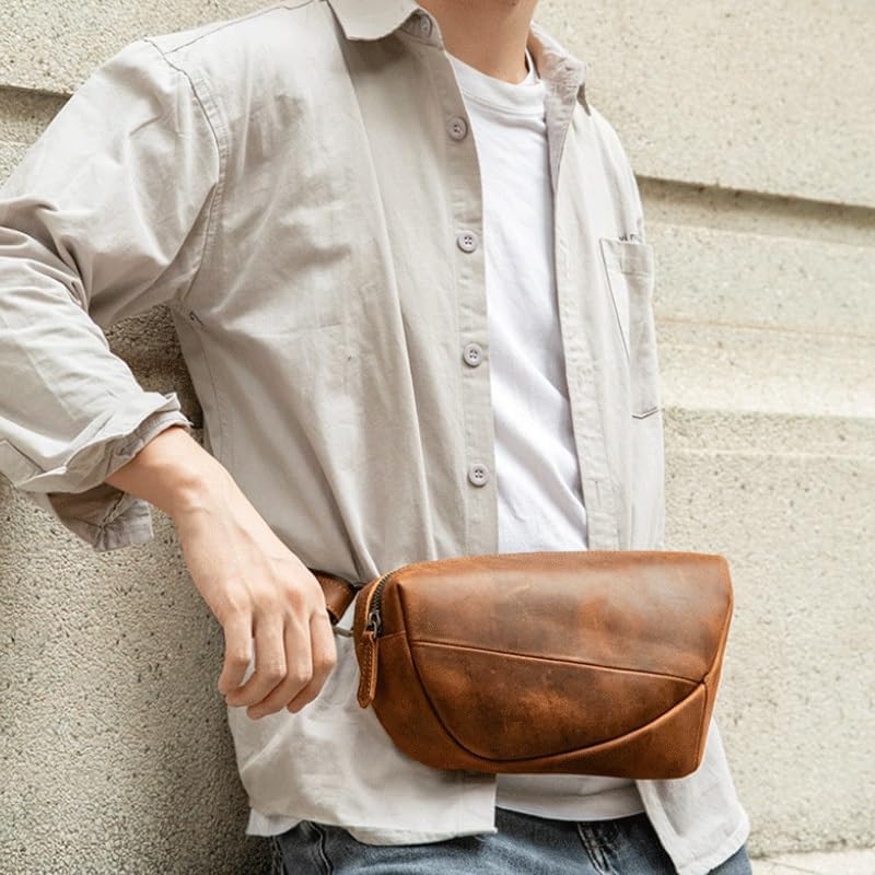 Men's Leather Wallet Retro Crossbody Bag for Casual Use Portability