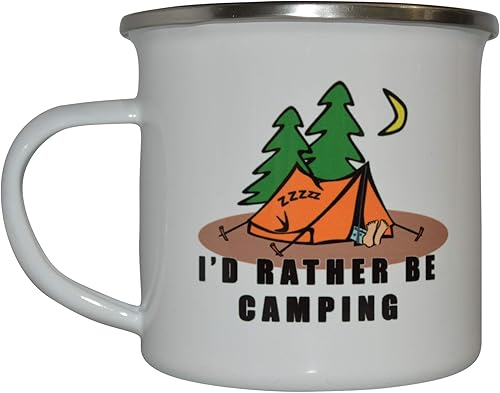 Rogue River Tactical Taza divertida de campamento – Taza de café esmaltada regalo – I'd Rather Be Camping Gear