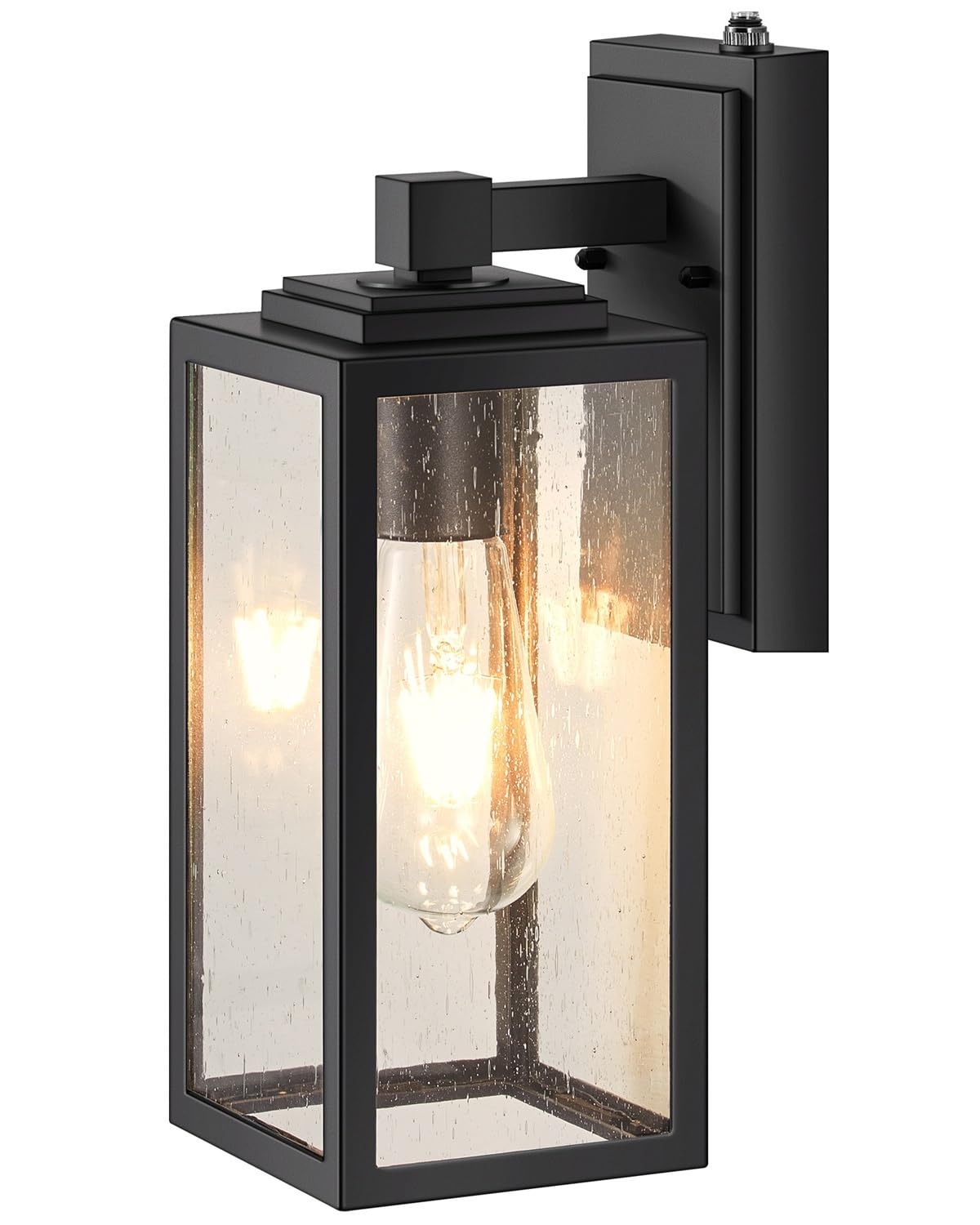 VIANIS Dusk to Dawn Outdoor Porch Lights Wall Mount, Modern Black Exterior Wall Sconce for House, Waterproof Carriage Lamp, Anti-Rust Aluminium Wall Lantern with Tempered Seeded Glass Shade for Garage — image 1