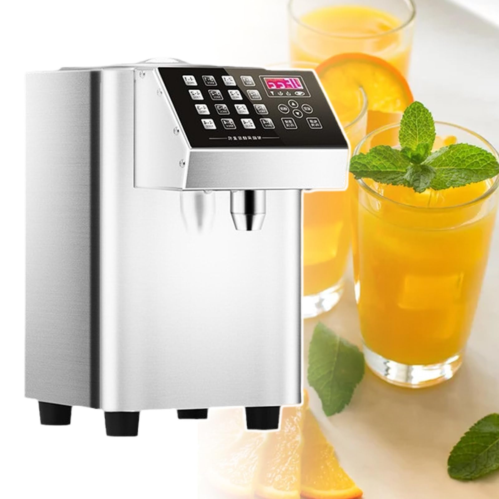 Sugar Syrup Dispenser Machine, 8L Automatic Syrup Dispenser, With 16 Memory Buttons,Constant Temperature Heating,Not Crystallize,110V