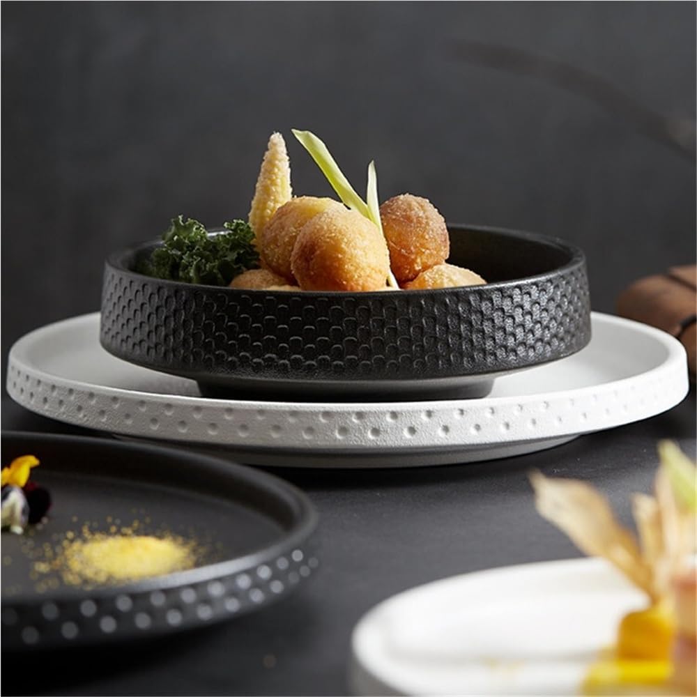 Plato redondo profundo de cerámica para ensalada de sopa Servicio de comida