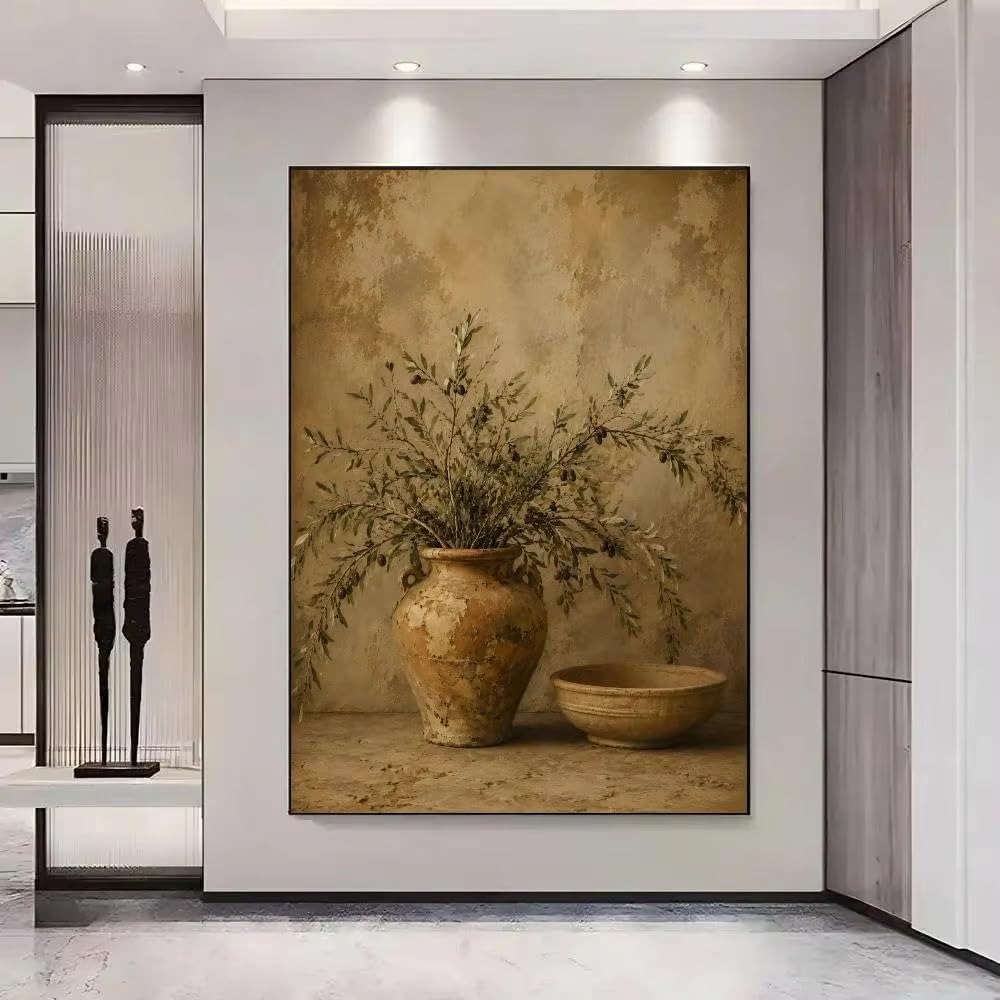 GOSRD Láminas decorativas para pared, lienzo, olivo, jarrón, póster, pintura, arte, cuadro, película, decoración para habitación, hogar, bar, cafetería, mural (70x110cm/sin marco)