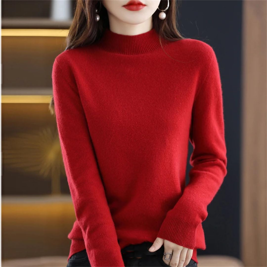 Maglione a maniche lunghe in lana da donna Slim Fit Basic Casual Maglione Mezzo collo Pullover Inverno Maglione Top 'S