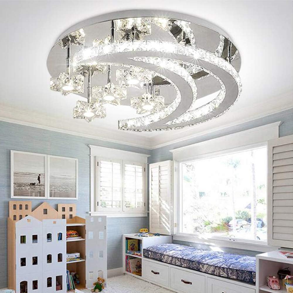 Plafonnier LED en cristal chic moderne de 40cm avec finitions métalliques haut de gamme