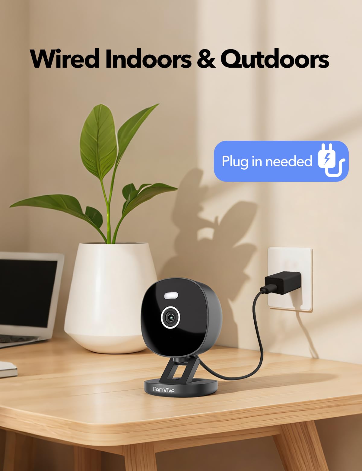 Telecamera di sicurezza 2K, esterna/interna per casa, animale domestico, bambino, baby sitter, visione notturna a colori impermeabile IP65, luce bianca e sirena, registrazione, rilevamento
